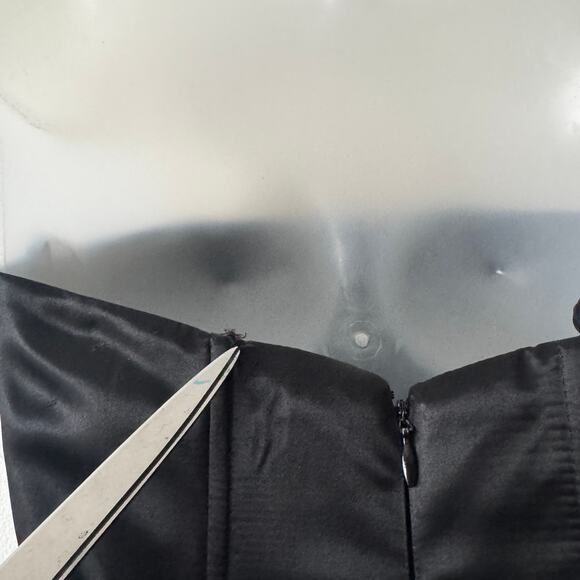 Jessica McClintock Gunne Sax Dress Junior 5 Black Satin Long Fitted Evening Prom - Picture 5 of 12